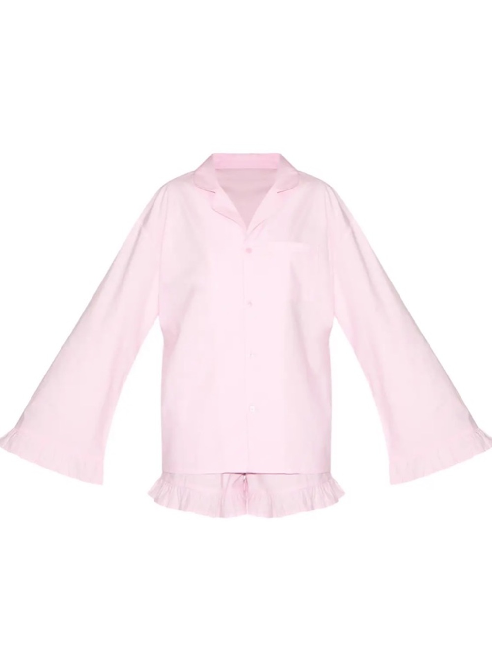 Light Pink Ruffle Hem Pajama Set 100% cotton - Picture 5 of 5